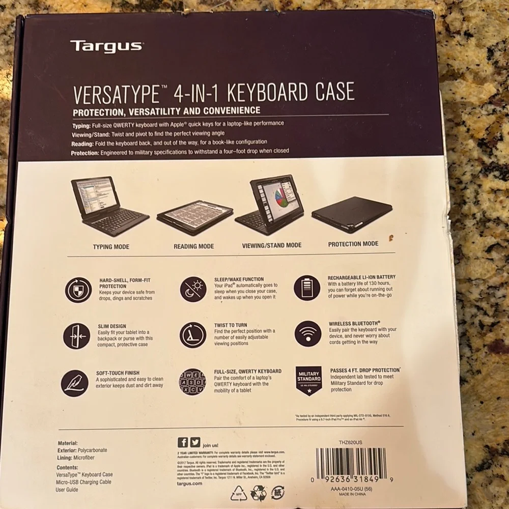 Targus VersaType 4-in-1 Keyboard Case for iPad Pro 9.7